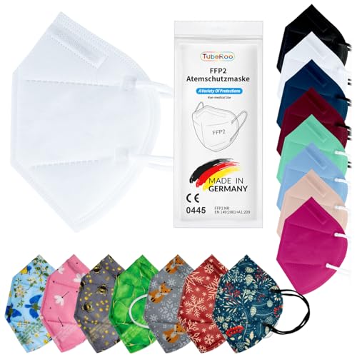 TubeRoo FFP2 Maske Weiß 10 Stück Masken aus Deutschland, Made in Germany, weiche runde Ohrschlaufen Bänder, Atemschutzmaske, Mundschutz, Schutzmaske, Staubmaske, Feinstaubmaske, Allergie Pollen TubeRoo FFP2 Maske Weiß 10 Stück Masken aus Deutschland, Made in Germany, weiche runde Ohrschlaufen Bänder, Atemschutzmaske, Mundschutz, Schutzmaske, Staubmaske, Feinstaubmaske, Allergie Pollen von TubeRoo