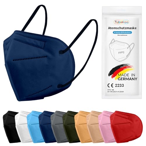 TubeRoo FFP2 Maske blau dunkelblau 1 Stück Masken aus Deutschland, Made in Germany, weiche Ohrschlaufen Bänder, Atemschutzmaske, Mundschutz, Schutzmaske, Staubmaske, Feinstaubmaske TubeRoo FFP2 Maske blau dunkelblau 1 Stück Masken aus Deutschland, Made in Germany, weiche Ohrschlaufen Bänder, Atemschutzmaske, Mundschutz, Schutzmaske, Staubmaske, Feinstaubmaske von TubeRoo