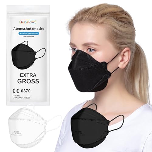 TubeRoo FFP2 Maske groß Schwarz Fischform 25 Stück Masken, CE zertifiziert, Versand aus Deutschland, weiche Ohrschlaufen Bänder, Atemschutzmaske TubeRoo FFP2 Maske groß Schwarz Fischform 25 Stück Masken, CE zertifiziert, Versand aus Deutschland, weiche Ohrschlaufen Bänder, Atemschutzmaske von TubeRoo