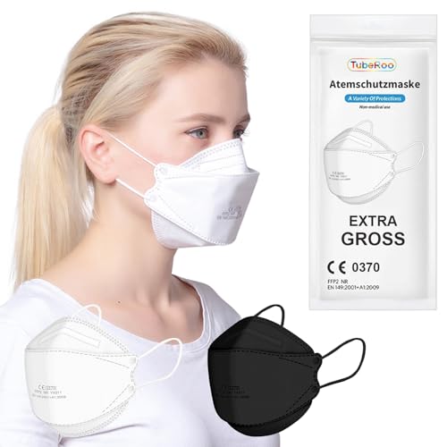 TubeRoo FFP2 Maske großer Kopf weiß Fischform 5 Stück Masken, CE zertifiziert, Versand aus Deutschland, weiche Ohrschlaufen Bänder Atemschutzmaske TubeRoo FFP2 Maske großer Kopf weiß Fischform 5 Stück Masken, CE zertifiziert, Versand aus Deutschland, weiche Ohrschlaufen Bänder Atemschutzmaske von TubeRoo
