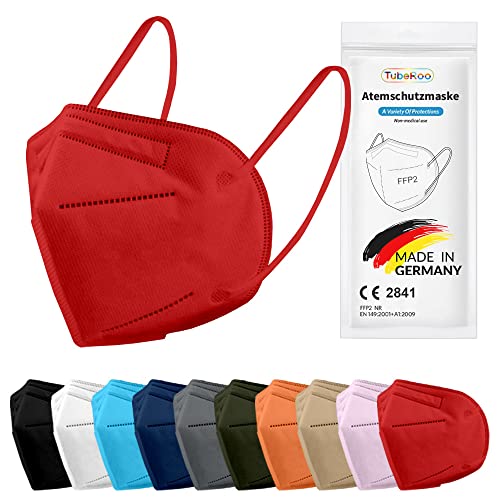 TubeRoo FFP2 Maske rot 10 Stück Masken aus Deutschland, Made in Germany, weiche runde Ohrschlaufen Bänder, Atemschutzmaske, Mundschutz, Schutzmaske, Staubmaske, Feinstaubmaske TubeRoo FFP2 Maske rot 10 Stück Masken aus Deutschland, Made in Germany, weiche runde Ohrschlaufen Bänder, Atemschutzmaske, Mundschutz, Schutzmaske, Staubmaske, Feinstaubmaske von TubeRoo