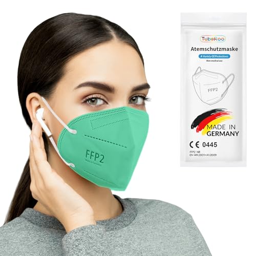 TubeRoo FFP2 Maske grün hellgrün 10 Stück Masken aus Deutschland, Made in Germany, weiche runde Ohrschlaufen Bänder, Atemschutzmaske, Mundschutz TubeRoo FFP2 Maske grün hellgrün 10 Stück Masken aus Deutschland, Made in Germany, weiche runde Ohrschlaufen Bänder, Atemschutzmaske, Mundschutz von TubeRoo