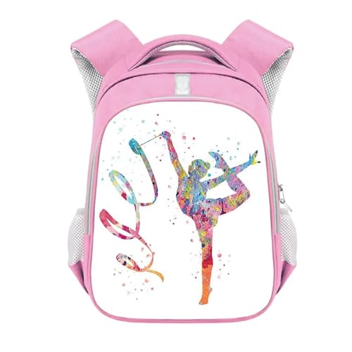 Rhythmische Gymnastik Bedruckter Rucksack für Mädchen 13/16 Zoll Kinder Schulrucksack Große Kapazität Reisetasche Lässiger Tagesrucksack Tanz Athleten Rucksack Style17,36x26x13cm von Tuboshu