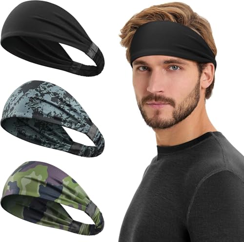 Tumurup Sport Stirnbänder Herren, Feuchtigkeitsabführend Schweißband Stirn Stretchy Stirnband Sport rutschfest Haarband Männer Laufstirnband für Fitness Laufen Basketball 3 Stück Tumurup Sport Stirnbänder Herren, Feuchtigkeitsabführend Schweißband Stirn Stretchy Stirnband Sport rutschfest Haarband Männer Laufstirnband für Fitness Laufen Basketball 3 Stück von Tumurup