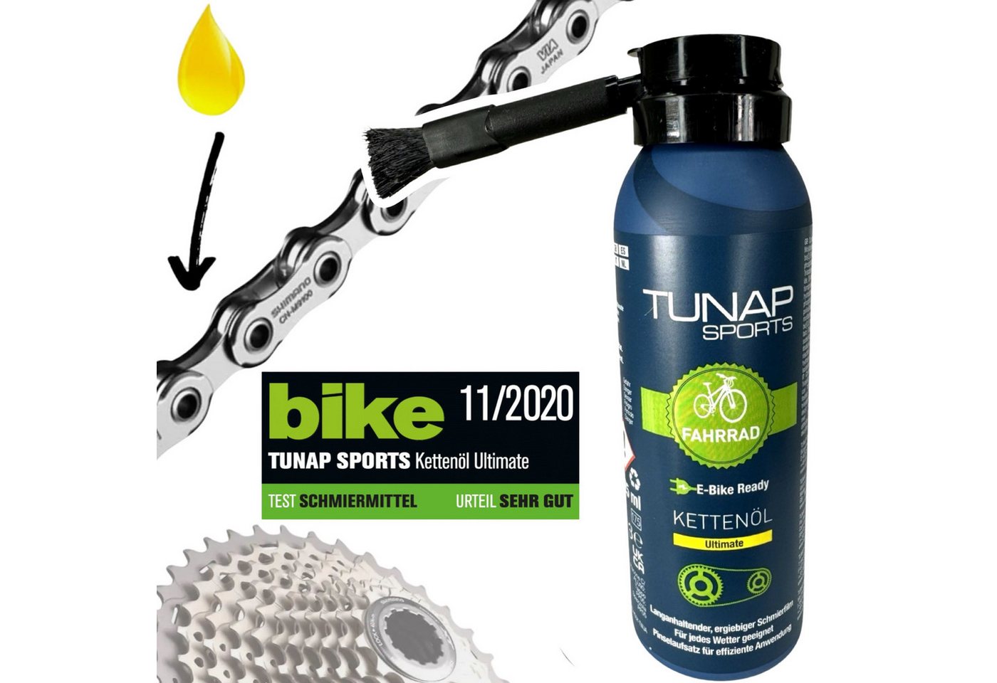 Tunap Sports Fahrrad-Montageständer Tunap Ultimate Fahrrad Kettenöl 125ml Fahrrad MTB Ebike Spray Bürste von Tunap Sports