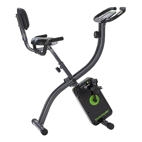 Tunturi Cardio Fit B25 X Bike Heimtrainer Fahrrad klappbar/Fitnessfahrrad/Hometrainer Fahrrad Trainer mit Rückenlehne +Tablethalterung und LCD-Bildschirmanzeige - Schwarz von Tunturi