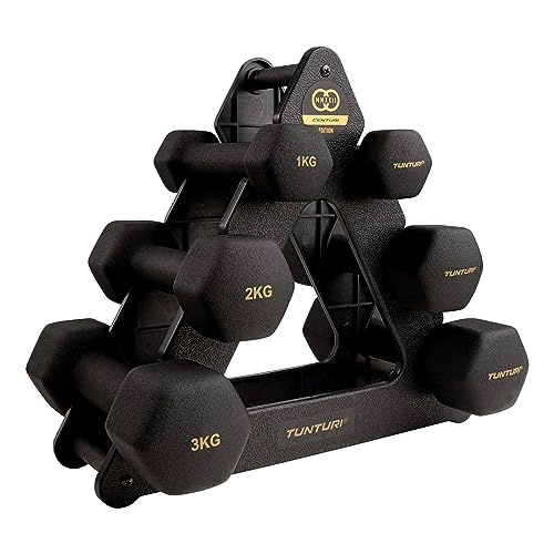Tunturi Centuri 6er Set Kurzhanteln mit Rack, Hantelset mit je 2 x 1 kg, 2 kg, 3 kg, Kurzhantelset, Hanteln aus Gusseisen Tunturi Centuri 6er Set Kurzhanteln mit Rack, Hantelset mit je 2 x 1 kg, 2 kg, 3 kg, Kurzhantelset, Hanteln aus Gusseisen von Tunturi