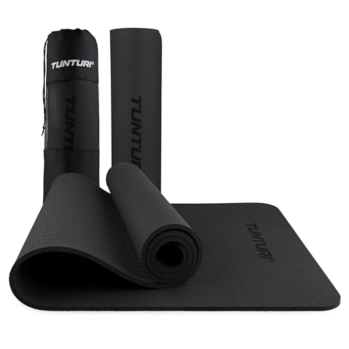 Tunturi Dicke Yogamatte 8mm - Rutschfest Gymnastikmatte - Mit Tragegurt - Für Yoga und Pilates - Sportmatte 183x61x0,8cm -Schadstofffrij - Besonders komfortabel - Schwarz Tunturi Dicke Yogamatte 8mm - Rutschfest Gymnastikmatte - Mit Tragegurt - Für Yoga und Pilates - Sportmatte 183x61x0,8cm -Schadstofffrij - Besonders komfortabel - Schwarz von Tunturi