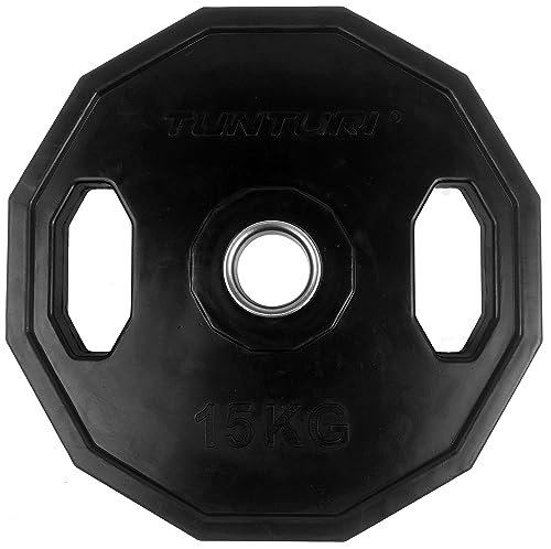 Tunturi Gewichtscheiben 50 mm, 1 x 15 kg, Hantelgewichte aus Gummi mit Griffen Tunturi Gewichtscheiben 50 mm, 1 x 15 kg, Hantelgewichte aus Gummi mit Griffen von Tunturi