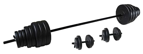Tunturi Hantelset Vinyl mit 1 Langhantel, 2 Kurzhantel, 16 Hantelscheiben 50 kg mit 5 kg, 2,5 kg, 1,25 kg, Tunturi Hantelset Vinyl mit 1 Langhantel, 2 Kurzhantel, 16 Hantelscheiben 50 kg mit 5 kg, 2,5 kg, 1,25 kg, von Tunturi