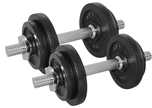 Tunturi Hantelset mit 2 Hantelstangen und 4 Gewichten, 20 kg aus 2X 2,5 kg und 2 x 1,25 kg, Gusseisen-Hanteln Tunturi Hantelset mit 2 Hantelstangen und 4 Gewichten, 20 kg aus 2X 2,5 kg und 2 x 1,25 kg, Gusseisen-Hanteln von Tunturi