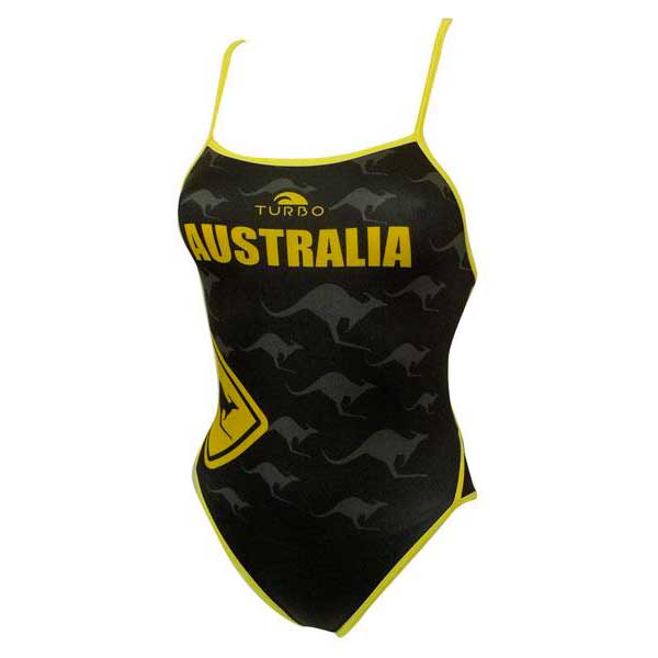 Turbo Australia Kangaroo Signal Thin Strap Swimsuit Schwarz 7-8 Years Mädchen von Turbo