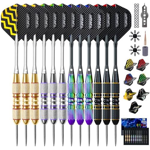 Turnart Dartpfeile mit Metallspitze, 12 Stück Profi Steeldarts mit Dart Case Turnart Dartpfeile mit Metallspitze, 12 Stück Profi Steeldarts mit Dart Case von Turnart