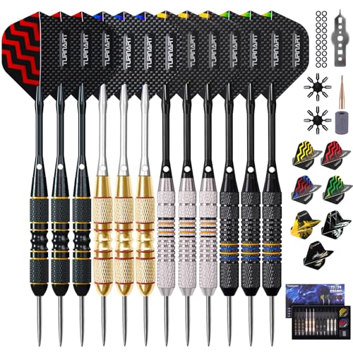 Turnart Dartpfeile mit Metallspitze, 12 Stück Profi Steeldarts mit Dart Case Turnart Dartpfeile mit Metallspitze, 12 Stück Profi Steeldarts mit Dart Case von Turnart