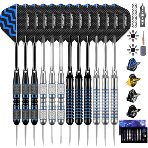 Turnart Dartpfeile mit Metallspitze, 12 Stück Profi Steeldarts mit Dart Case Turnart Dartpfeile mit Metallspitze, 12 Stück Profi Steeldarts mit Dart Case von Turnart