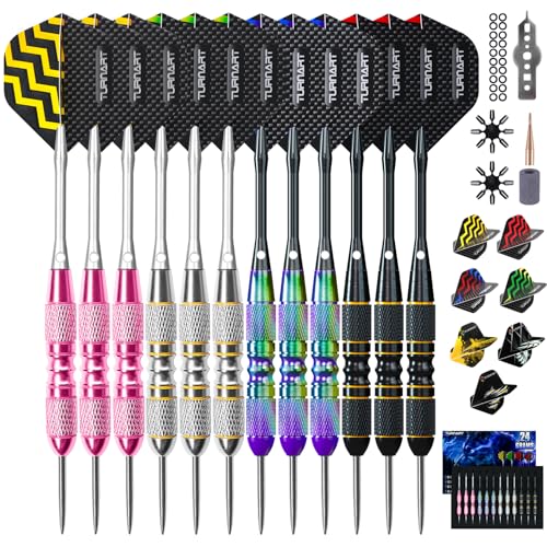Turnart Dartpfeile mit Metallspitze, 12 Stück Profi Steeldarts mit Dart Case Turnart Dartpfeile mit Metallspitze, 12 Stück Profi Steeldarts mit Dart Case von Turnart