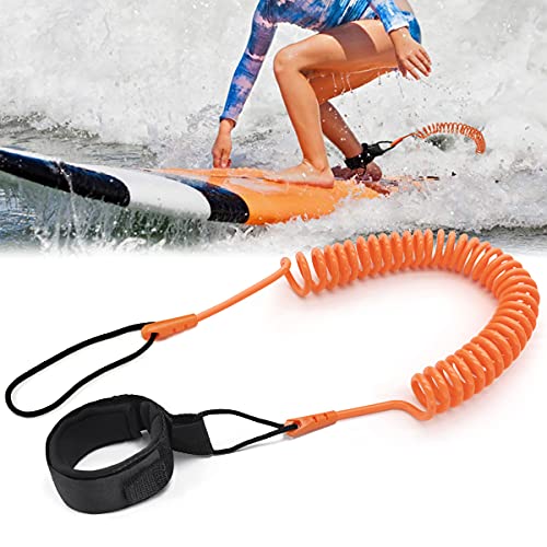 Tusenpy 10 ft Surf Leash,Einziehbares Surfboard Leash,Sicherheitsleine Surfbrett Fußseil für Stand Up Paddle Board (Orange) von Tusenpy