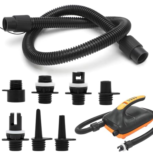 Tutamaz Sup Pumpe Adapter Kit, Aufblasbarer SUP Pumpenadapter, Sup Pumpe Schlauch mit 7 Luftventil Düsen Elektrische, Elektrische SUP Luftpumpe Zubehör für Stand Up Paddle Boards, Boote, Zelte von Tutamaz