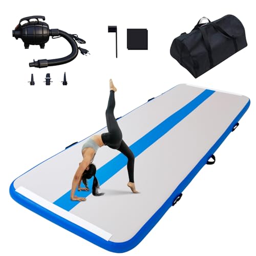 Tuxedo Sailor Air Matte Track Aufblasbare Gymnastikmatte, 10CM Hoch 5M Trainingsmatte Tumbling Matte, Airmatte mit Elektrischer Luftpumpe, Turnmatte für Zuhause/Turnhalle/Strand/Yoga Blue von Tuxedo Sailor