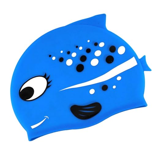 Tuxxjzm Silikon-Schwimmmütze, Jugend-Schwimmmütze - Hochelastischer Badehut mit gepunktetem Fischmuster,Entzückender Cartoon-Schwimmhut aus Silikon, niedlicher wasserdichter Trainingshut für Kinder von Tuxxjzm