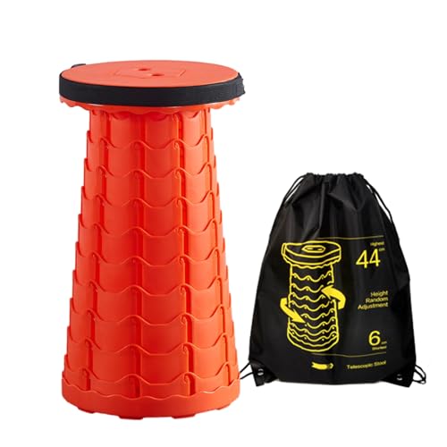 Tragbarer Klein Klapphocker Camping Hocker Belastung 100 Kg Mit Tasche für Unterwegs Musikfestival Sitzen Oder Auch Als Tisch (Orange) von Tuzsocr