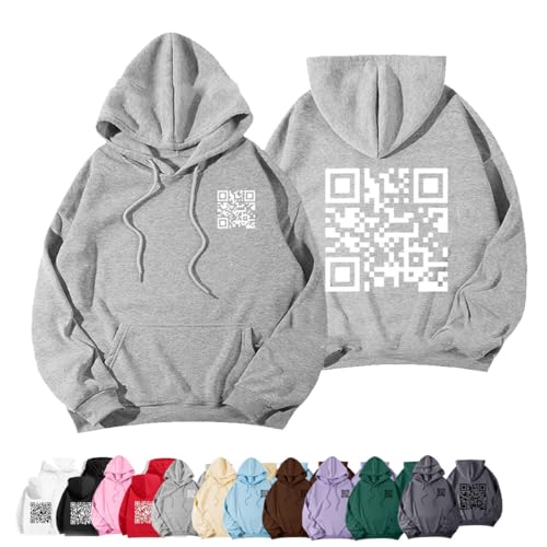 Twaynorb Funny Fu QR Code Hoodie,QR Code Sweatshirt,Fuck You QR Code Hoodie,QR Scan Code Joke Funny Hoodie Unisex (Gray,L) von Twaynorb