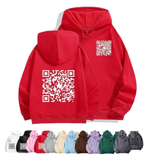 Twaynorb Funny Fu QR Code Hoodie,QR Code Sweatshirt,Fuck You QR Code Hoodie,QR Scan Code Joke Funny Hoodie Unisex (Red,L) von Twaynorb