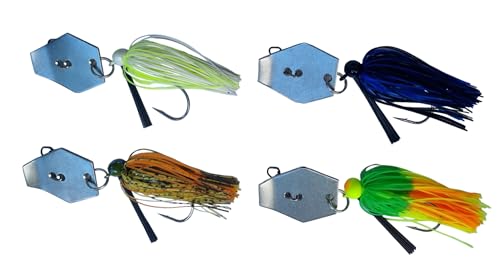 Chatterbait von Twin-Turner® (4 mal - 26 gr. - Oberfläche blank- Jig-Kopf) von Twin-Turner