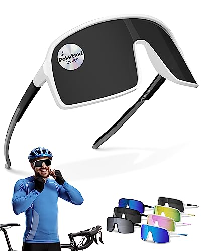 Two Horizons Sportbrille | Fahrradbrille | MTB Brille | XL Oversized HD Vision | Sportsonnenbrille polarisiert | UV400 Schutz, flexibel, ultraleicht | Sport Sonnenbrille Herren Damen | Schnelle Brille Two Horizons Sportbrille | Fahrradbrille | MTB Brille | XL Oversized HD Vision | Sportsonnenbrille polarisiert | UV400 Schutz, flexibel, ultraleicht | Sport Sonnenbrille Herren Damen | Schnelle Brille von Two Horizons