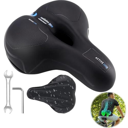 Cloud Comfort Pro 2.0 Fahrradsattel, Bequem Weich Memory Foam Ergonomisch Stoßdämpfend Atmungsaktiv Fahrrad Sattel, Cityradsättel Mountainbikesättel mit Federung für Herren Damen Kinder (Blau) von Tyafzzn