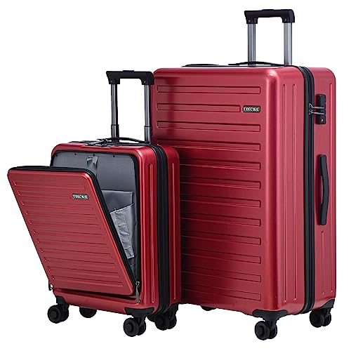 TydeCkare 20/28" Gepäckset, 20" Handgepäck mit Laptoptasche mit Frontöffnung 55x39x20 cm, 28" Hartschalenkoffer 101L, ABS+PC, mit TSA Schloss, Rotwein TydeCkare 20/28" Gepäckset, 20" Handgepäck mit Laptoptasche mit Frontöffnung 55x39x20 cm, 28" Hartschalenkoffer 101L, ABS+PC, mit TSA Schloss, Rotwein von TydeCkare