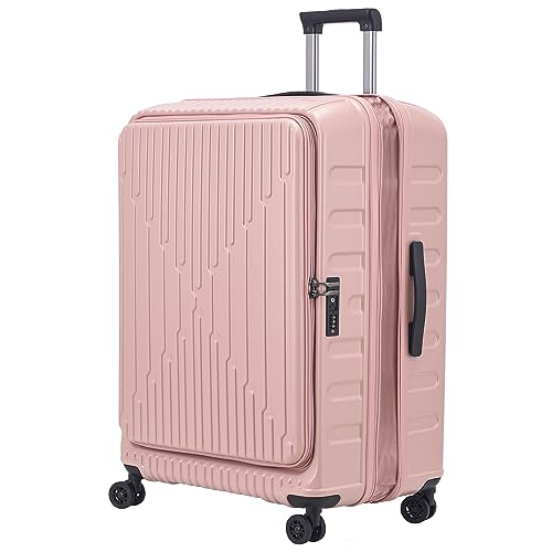 TydeCkare 29-Zoll-Gepäck mit Erweiterung und seitlicher Öffnung, 50 x 31 (35) x 76 cm, 117 l ~ 133 l, 4,6 kg, Leichter, Karierter Hartschalenkoffer aus ABS und PC, Pink von TydeCkare