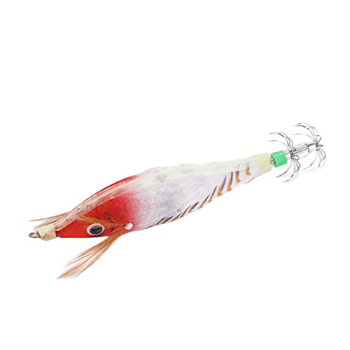 Tyenaza Fishing Squid Jigs Bait, mit leuchtendem Effekt, Squid Jig Hook, Harter Angelköder für das Angeln im Ozean, Boot, Fluss, Teich (red Head White Stripes) von Tyenaza