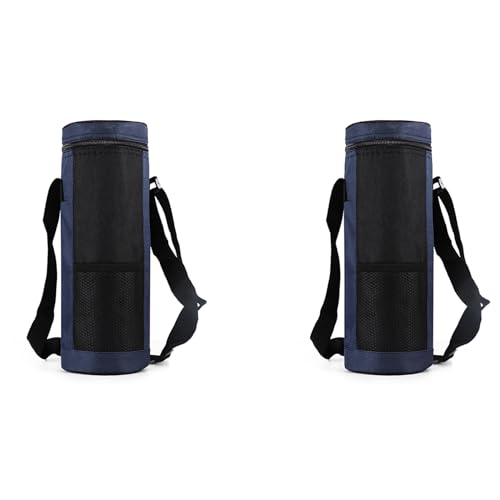 Tynmoel 2X Wasserflaschen-Kühltasche, Universelle Wasserflaschentasche, Hohe Kapazität, Isolierte Kühltasche, Outdoor, Camping, Wandern, Dunkelblau von Tynmoel