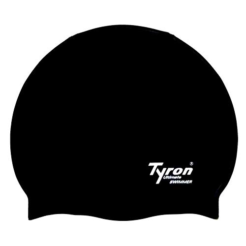 TYRON Silikon Junior Badekappe (schwarz) | | Kinder Badekappe aus 100% Silikon | kleine Badekappe | Junior Badekappe von Tyron