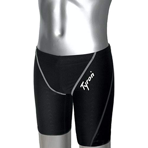 Tyron Speed Line Jammer (schwarz/weiße Naht - M) | | Badehose für Herren & Jungen | Schwimm Training und Wettkampf | Jammer | Tight | knielange Sch von Tyron