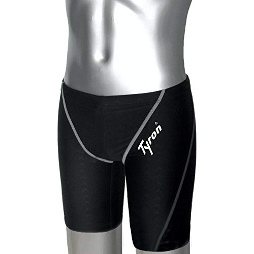 Tyron Speed Line Jammer (schwarz/weiße Naht - XL) | | Badehose für Herren & Jungen | Schwimm Training und Wettkampf | Jammer | Tight | knielange Sc von Tyron