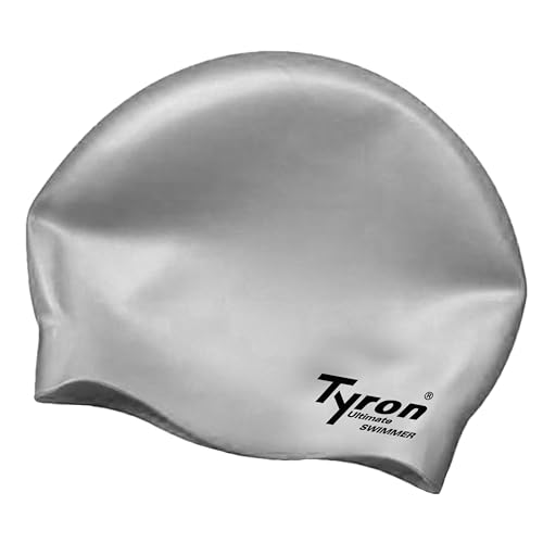 TYRON Volumen Soft Touch Badekappe (Silber) | | 100% Silikon | Unisex | Damen & Herren | Schwimmsport von Tyron