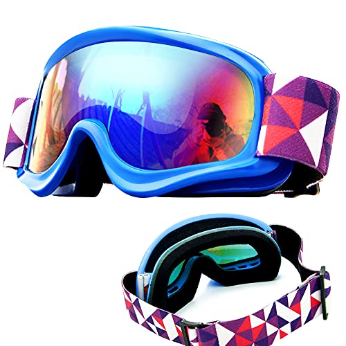 Tyuodna skibrille kinder, Anti-Fog Skibrille sonnenbrille kinder,UV-Schutz ski Goggle,Skibrille für Brillenträger,Schutz Winddicht Snowboadbrille,Skibrillen (Blau) von Tyuodna
