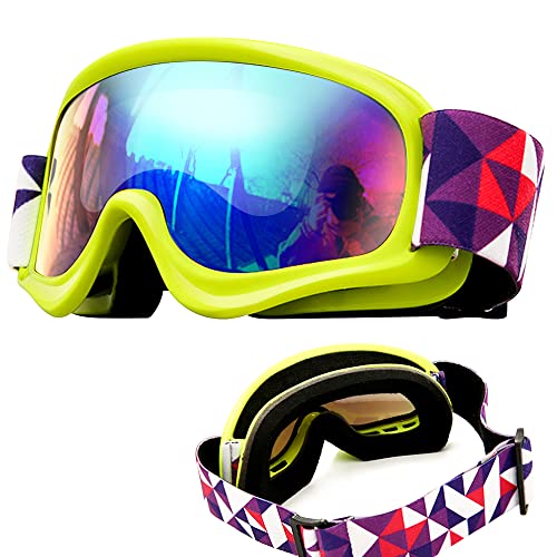 Tyuodna skibrille kinder, Anti-Fog Skibrille sonnenbrille kinder,UV-Schutz ski Goggle,Skibrille für Brillenträger,Schutz Winddicht Snowboadbrille,Skibrillen (gelb) von Tyuodna