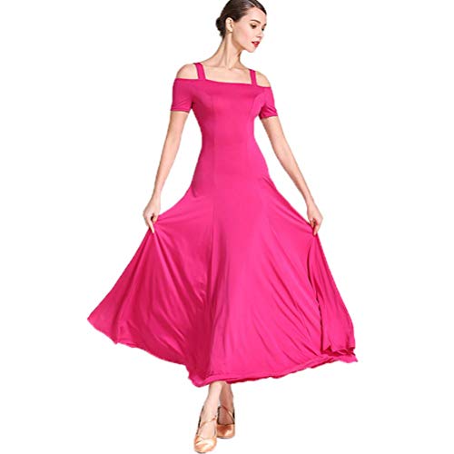 National Standard Dance Tanzkleider Damen Standard Modernes Tanzkleid Wettbewerb Kleider Adult Walzer Ballsaal Tanz Kleid Großer Swing Rock,Rosa,M von Tzdd