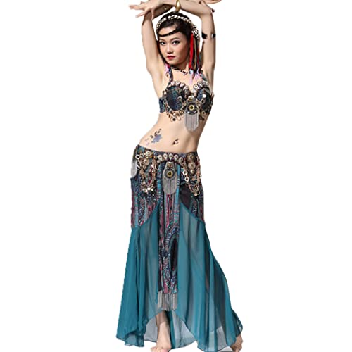 Stammes Bauchtänzerinnen Kostüme Für Frauen Keramik Karnevals Profi Tanz Outfit Top BH Für Den Bauchtanz Und Schlitzrock Set Für Den Bauchtanz,Blau,S Stammes Bauchtänzerinnen Kostüme Für Frauen Keramik Karnevals Profi Tanz Outfit Top BH Für Den Bauchtanz Und Schlitzrock Set Für Den Bauchtanz,Blau,S von Tzdd