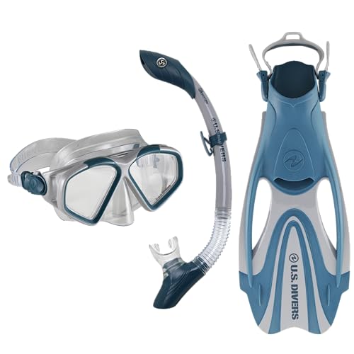 US Divers , Schnorchelset Cozumel für Erwachsene , Maske, Schnorchel und Flossen GREY NAVY BLUE, M von U.S. Divers