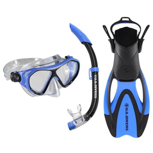 US Divers |Schnorchelset Dorado für Kinder ab 6+ | Maske, Schnorchel und Flossen II JR Blue Black, S von U.S. Divers