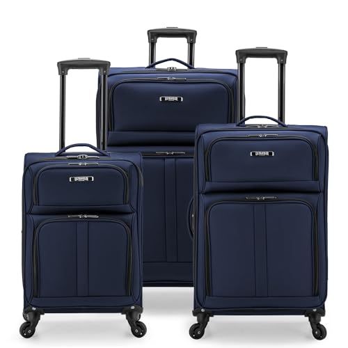 U.S. Traveler Anzio Softside Erweiterbares Spinner Gepäck, Navy, 3-Piece Set (22/26/30), Anzio Softside Erweiterbarer Trolley von U.S. Traveler