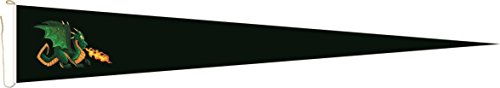 U24 Langwimpel Feuerspuckender Drache schwarz Fahne Flagge Wimpel 200 x 40 cm Premiumqualität von U24