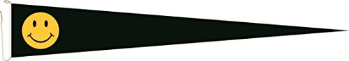 U24 Langwimpel Smily schwarz Fahne Flagge Wimpel 150 x 40 cm Premiumqualität von U24
