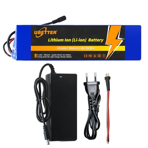 UBETTER 48V Ebike Batterie 20AH Lithium Akku, Elektrofahrrad-Akku 48V mit BMS, 2A Ladegerät für 250-1400W Elektrofahrrad, E-Scooter, E-Roller, E-Motor (48V 20Ah) von UBETTER