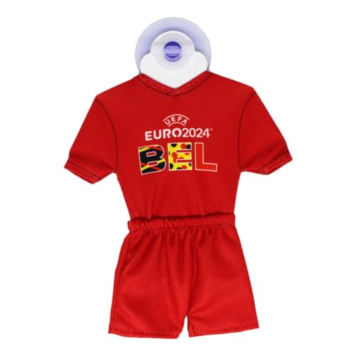 UEFA Euro 2024 Mini-Kit/Mini-Trikot 17x14cm, mit Saugnapf, Fussball Fanartikel, Europameisterschaft, offizielles Lizenzprodukt, Geschenkartikel (Belgium Design) von UEFA Euro 2024
