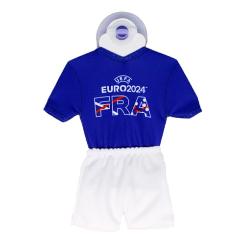 UEFA Euro 2024 Mini-Kit/Mini-Trikot 17x14cm, mit Saugnapf, Fussball Fanartikel, Europameisterschaft, offizielles Lizenzprodukt, Geschenkartikel (France Design) von UEFA Euro 2024